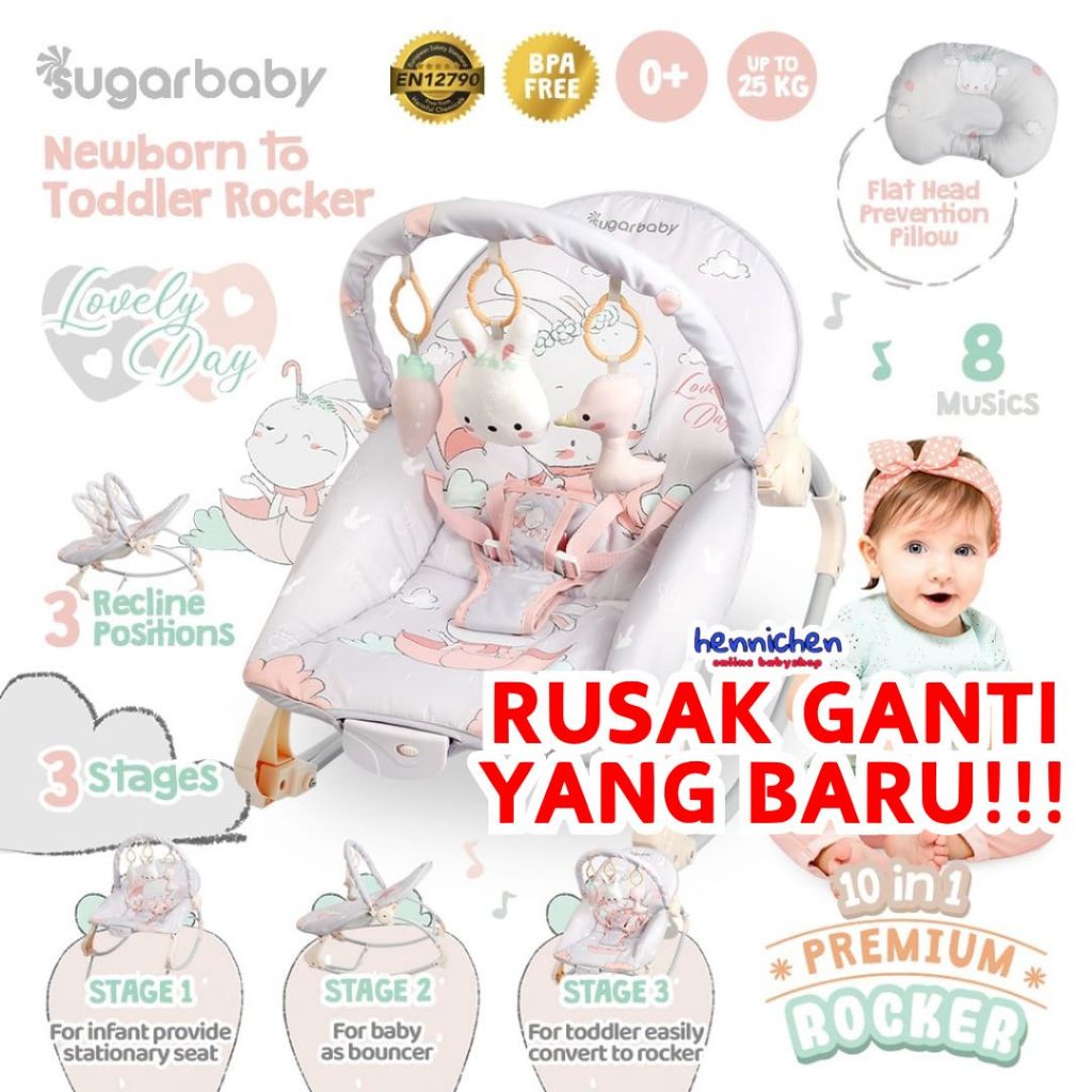 10in1 Sugar Baby / Mastela PREMIUM Bouncer Bayi Premium Rocker dgn Extra Large Seat