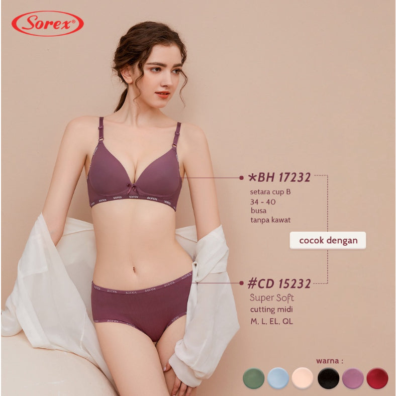 Sorex Bra 34-40 Dengan Busa Tanpa Kawat Kait 2 Setara Cup B BH 17232 17228