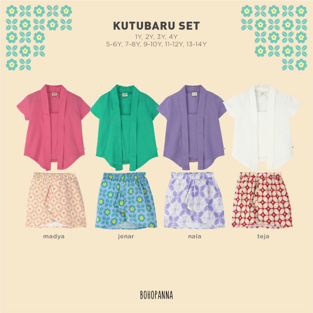Bohopanna Kutubaru Set 1-14 Tahun Setelan Kebaya Batik Anak Perempuan