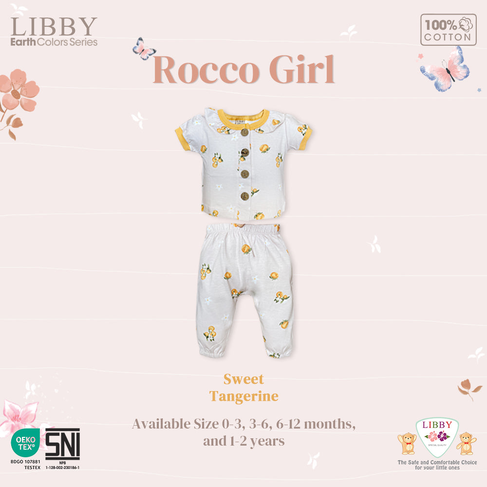 Libby Rocco Girl 0-4 Tahun Setelan Piyama Pendek Panjang Anak Perempuan / Collar Set Girl