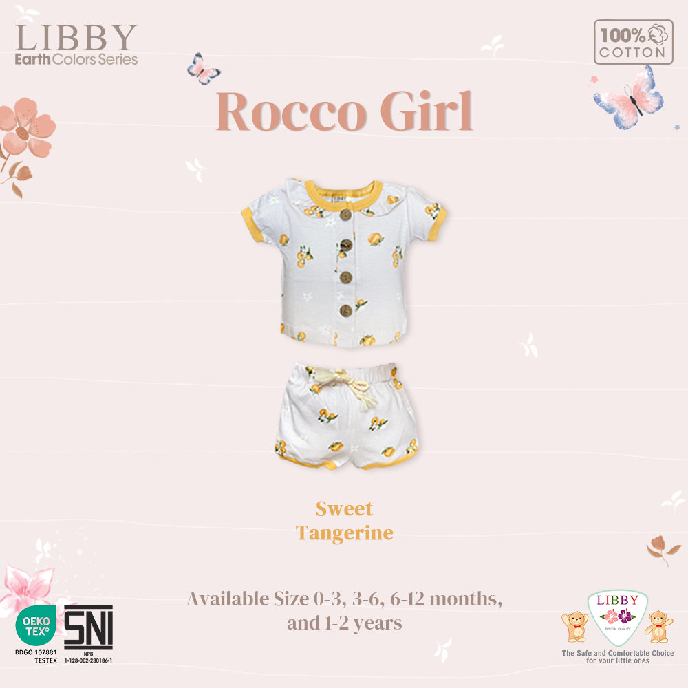Libby Rocco Girl 0-4 Tahun Setelan Piyama Pendek Panjang Anak Perempuan / Collar Set Girl