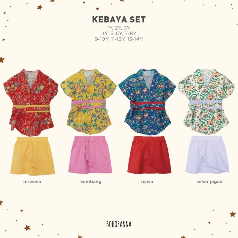 Bohopanna Kutubaru Set 1-14 Tahun Setelan Kebaya Batik Anak Perempuan