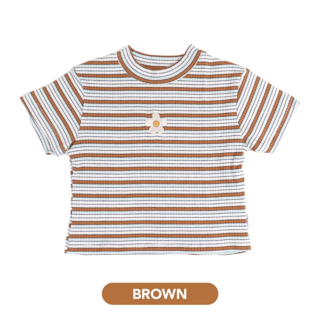 Mooi Lucy Top 1-10 Tahun Stripe Tee Reeb / DANIELE  Atasan Rib Salur Fashion Anak Perempuan