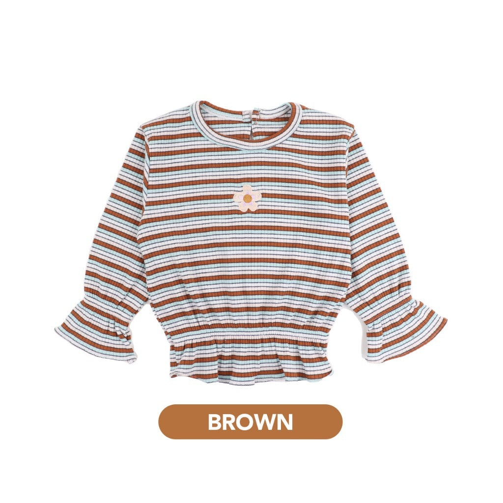 Mooi Lucy Top 1-10 Tahun Stripe Tee Reeb / DANIELE  Atasan Rib Salur Fashion Anak Perempuan