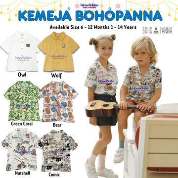 Bohopanna 0-14 Tahun Kemeja Pendek & Karel Shirt Kemeja Motif Summer / Kemeja Kasual Anak / Short Sleeve Shirt Nino