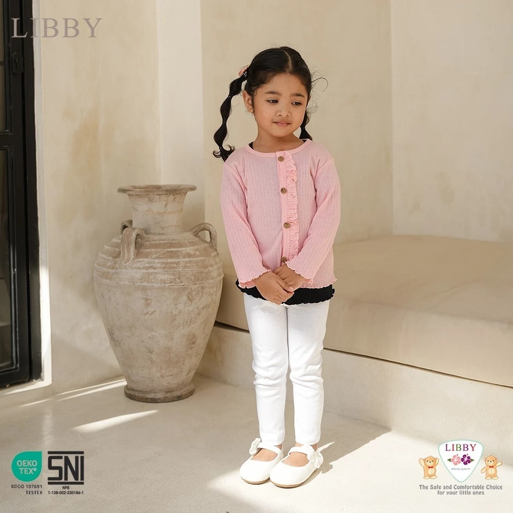 Libby Cardigan Ruffle 9 Bulan - 10 Tahun Cardigan Rib Ruffle Anak Perempuan