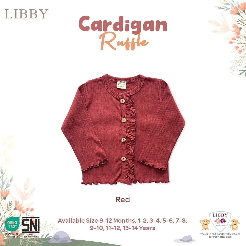 Libby Cardigan Ruffle 9 Bulan - 10 Tahun Cardigan Rib Ruffle Anak Perempuan