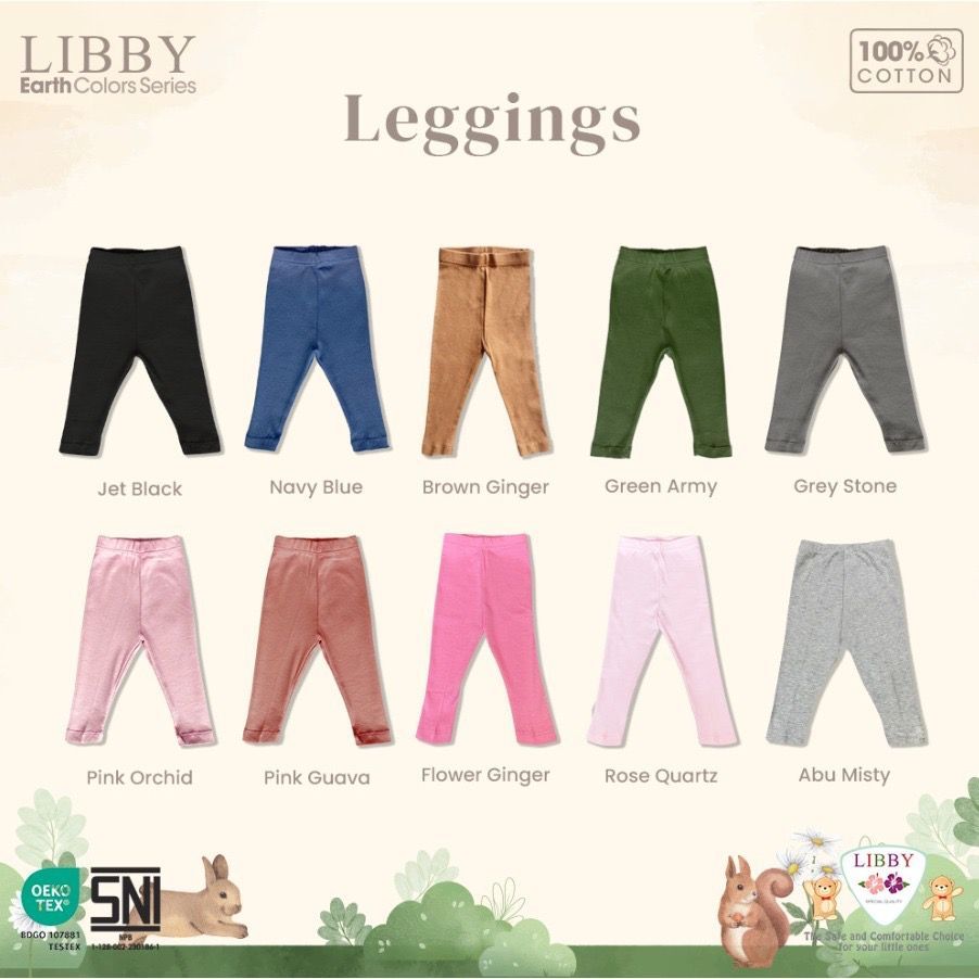 Libby Earth Series Legging Rib Cotton NEW 0 - 6 Years