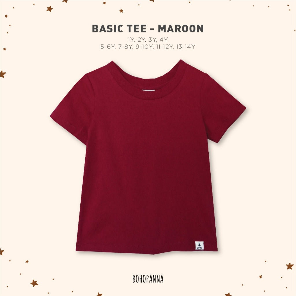 Bohopanna Basic Tee 1-14 Tahun Tshirt Polos / Kaos Warna Basic Anak Unisex Part 1
