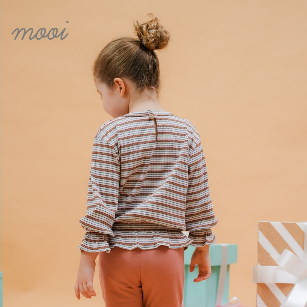 Mooi Lucy Top 1-10 Tahun Stripe Tee Reeb / DANIELE  Atasan Rib Salur Fashion Anak Perempuan