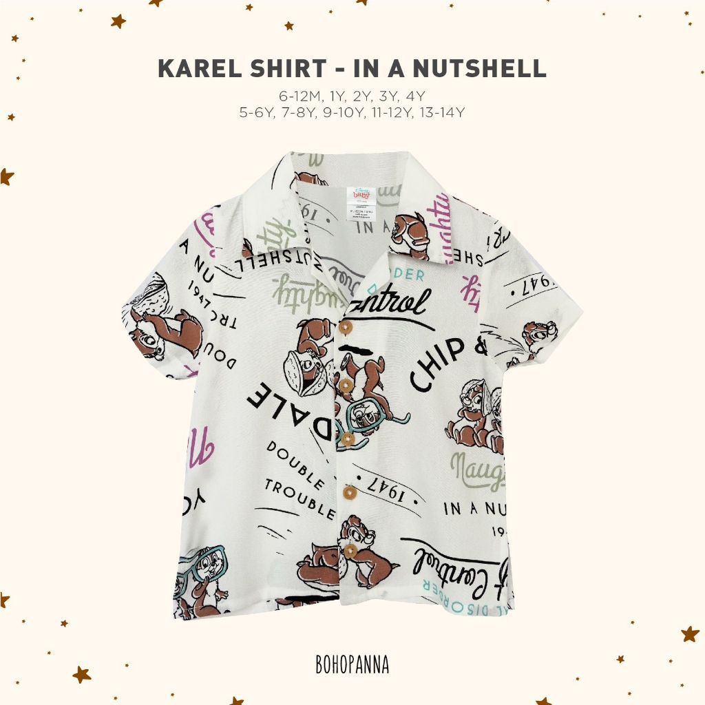 Bohopanna 0-14 Tahun Kemeja Pendek & Karel Shirt Kemeja Motif Summer / Kemeja Kasual Anak / Short Sleeve Shirt Nino