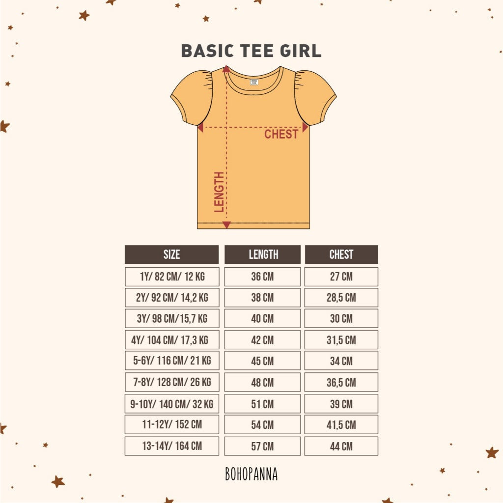 Bohopanna Basic Tee Girl 1-14 Tahun Kaos Puffy Anak Perempuan