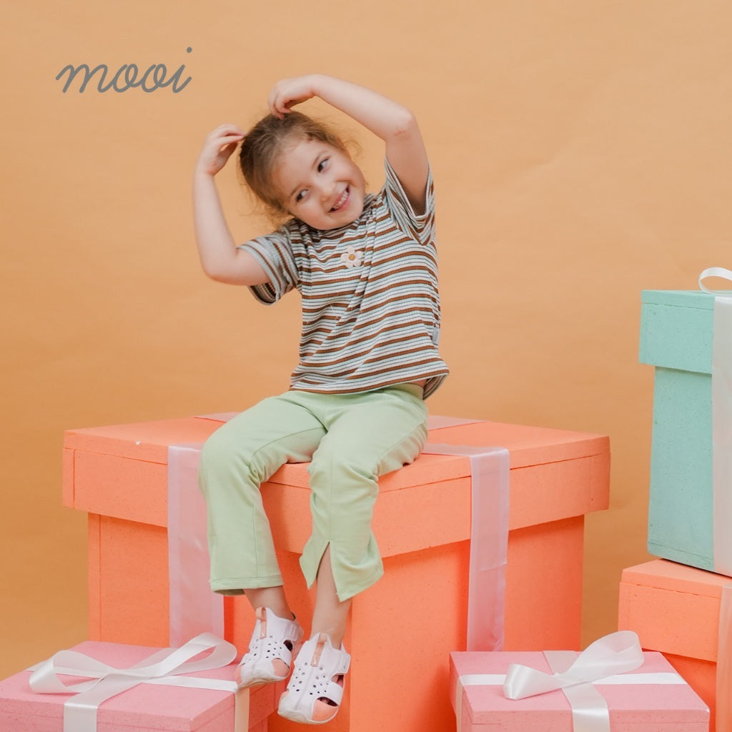 Mooi Lucy Top 1-10 Tahun Stripe Tee Reeb / DANIELE  Atasan Rib Salur Fashion Anak Perempuan