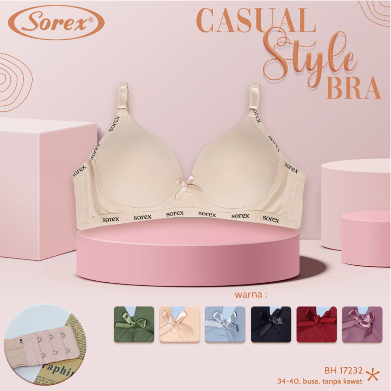 Sorex Bra 34-40 Dengan Busa Tanpa Kawat Kait 2 Setara Cup B BH 17232 17228