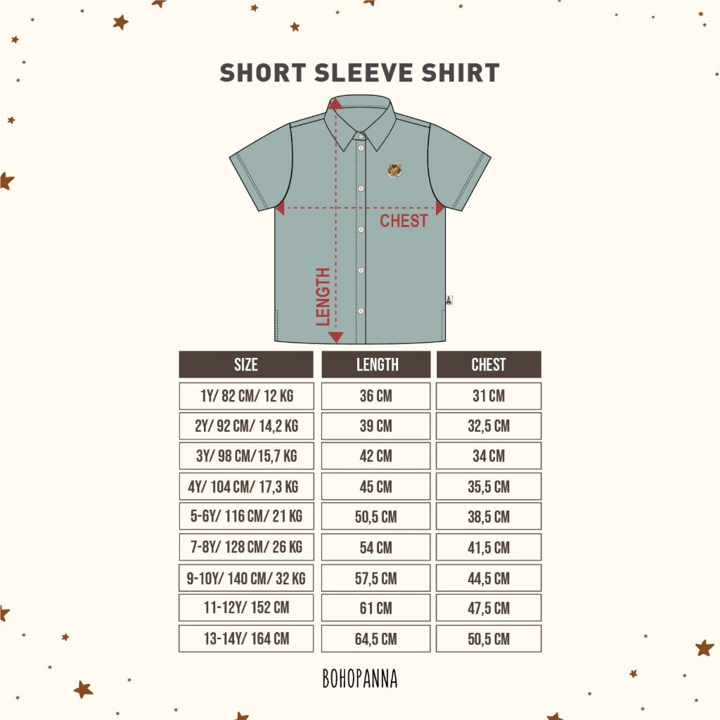 Bohopanna 0-14 Tahun Kemeja Pendek & Karel Shirt Kemeja Motif Summer / Kemeja Kasual Anak / Short Sleeve Shirt Nino