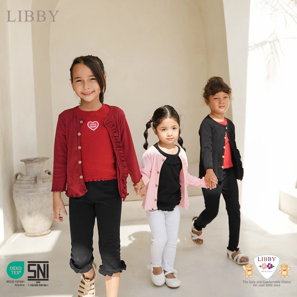 Libby Cardigan Ruffle 9 Bulan - 10 Tahun Cardigan Rib Ruffle Anak Perempuan