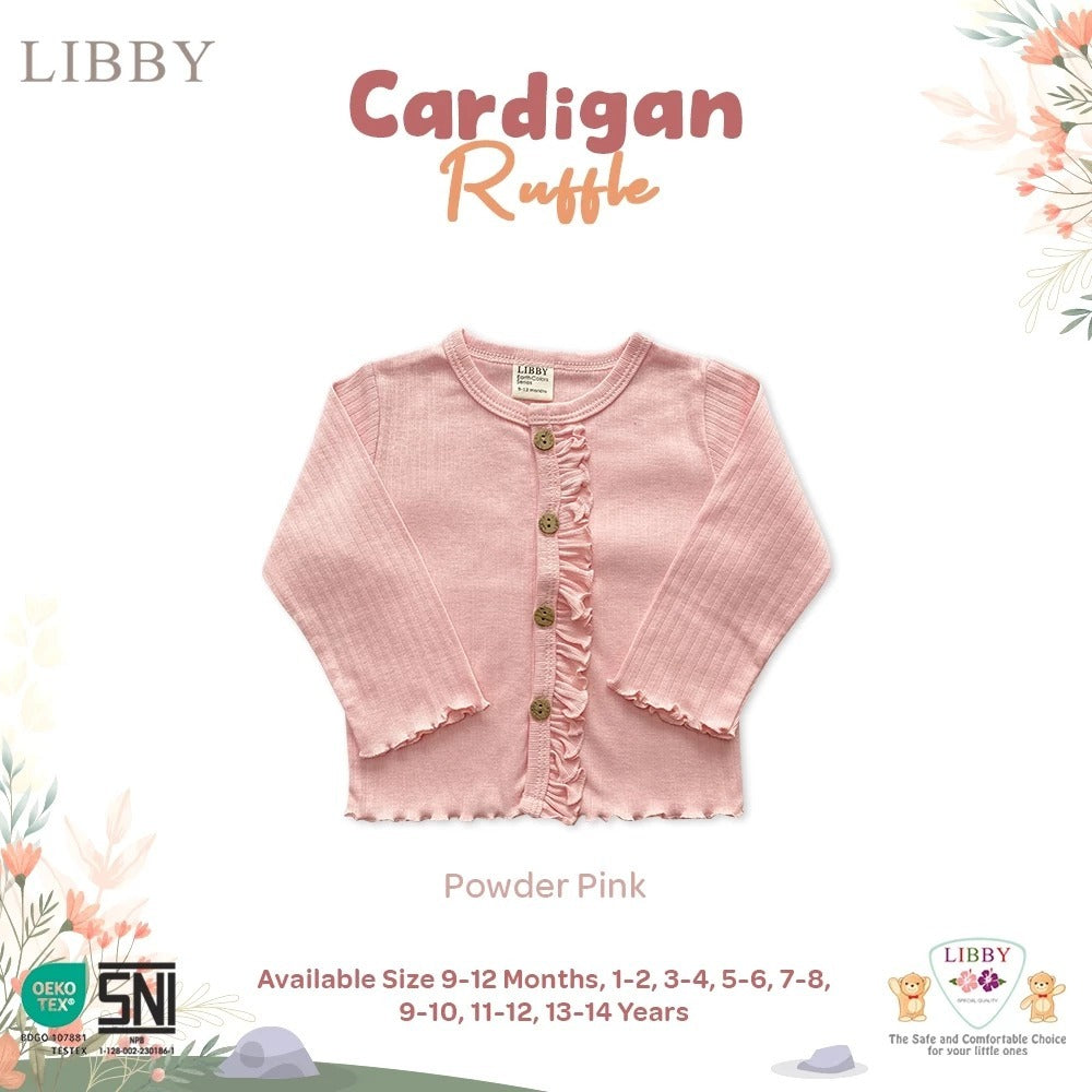 Libby Cardigan Ruffle 9 Bulan - 10 Tahun Cardigan Rib Ruffle Anak Perempuan