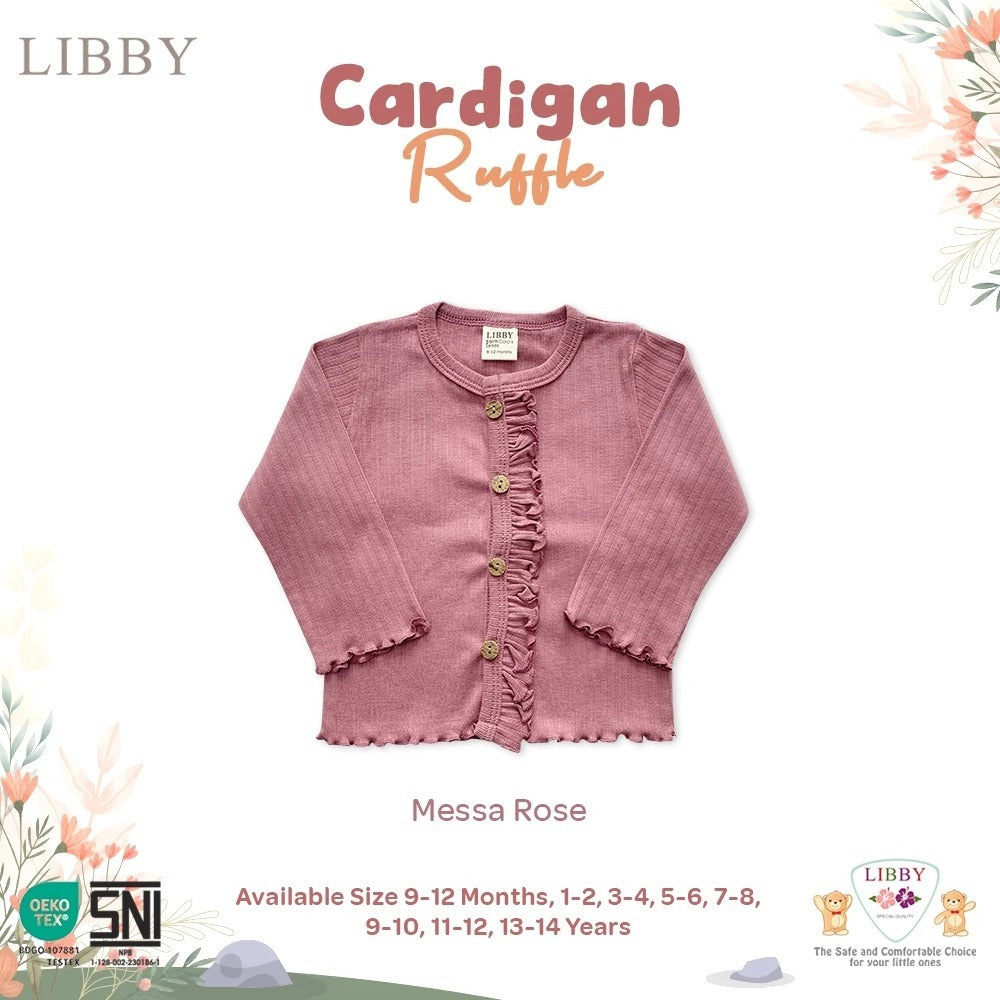 Libby Cardigan Ruffle 9 Bulan - 10 Tahun Cardigan Rib Ruffle Anak Perempuan
