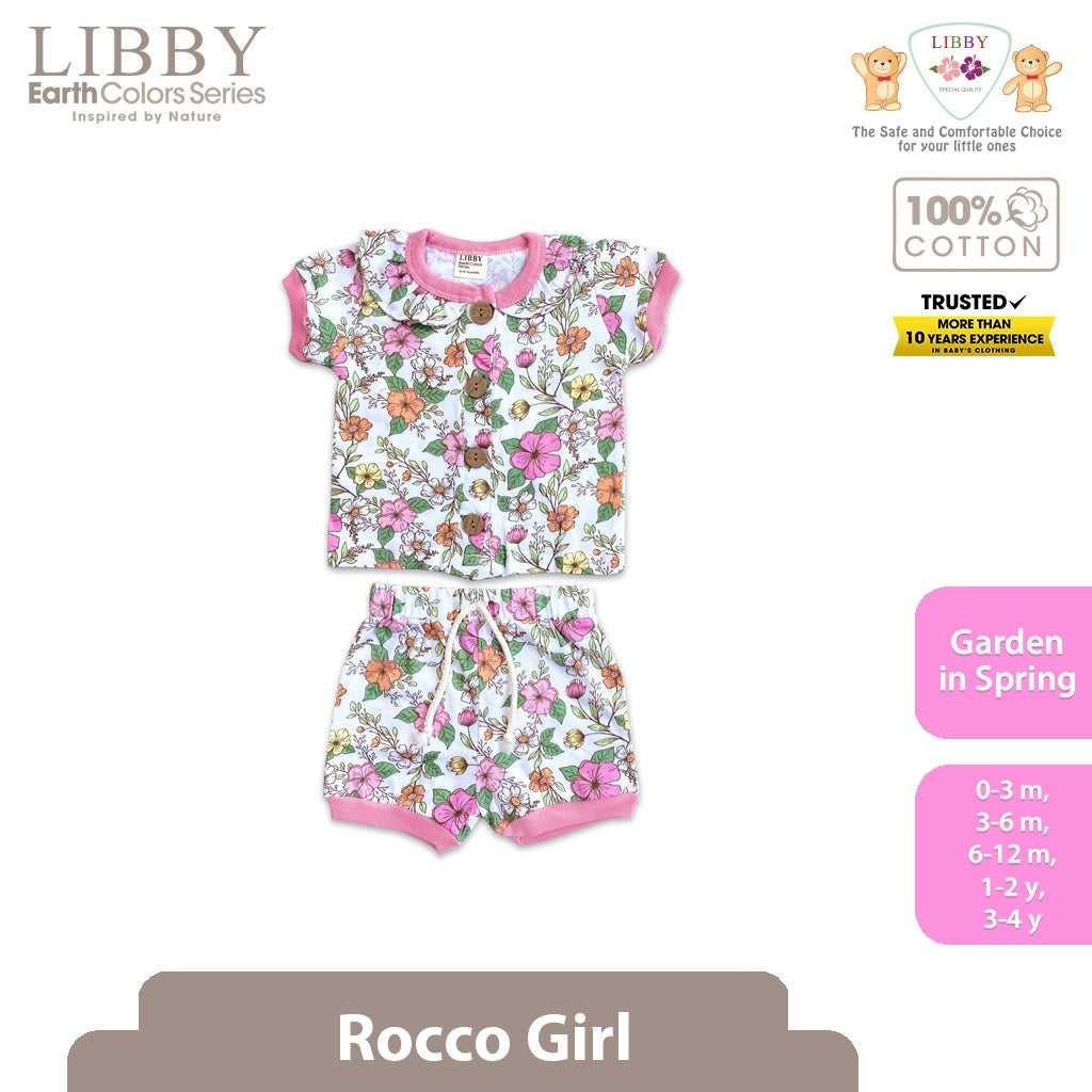Libby Rocco Girl 0-4 Tahun Setelan Piyama Pendek Panjang Anak Perempuan / Collar Set Girl