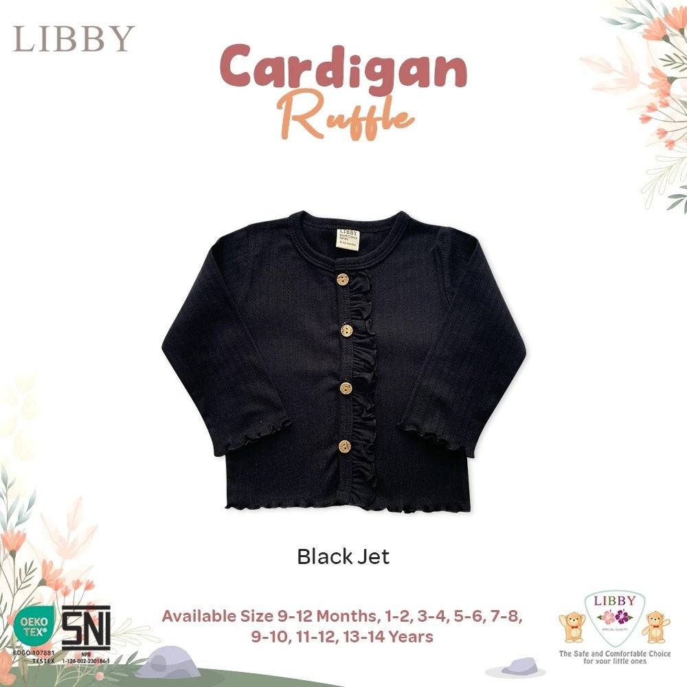 Libby Cardigan Ruffle 9 Bulan - 10 Tahun Cardigan Rib Ruffle Anak Perempuan