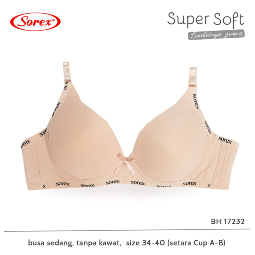 Sorex Bra 34-40 Dengan Busa Tanpa Kawat Kait 2 Setara Cup B BH 17232 17228