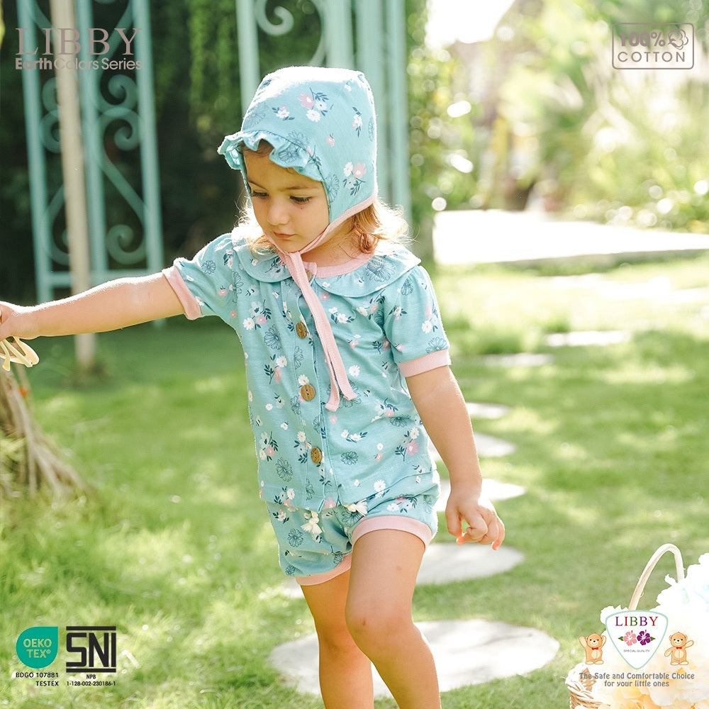 Libby Rocco Girl 0-4 Tahun Setelan Piyama Pendek Panjang Anak Perempuan / Collar Set Girl
