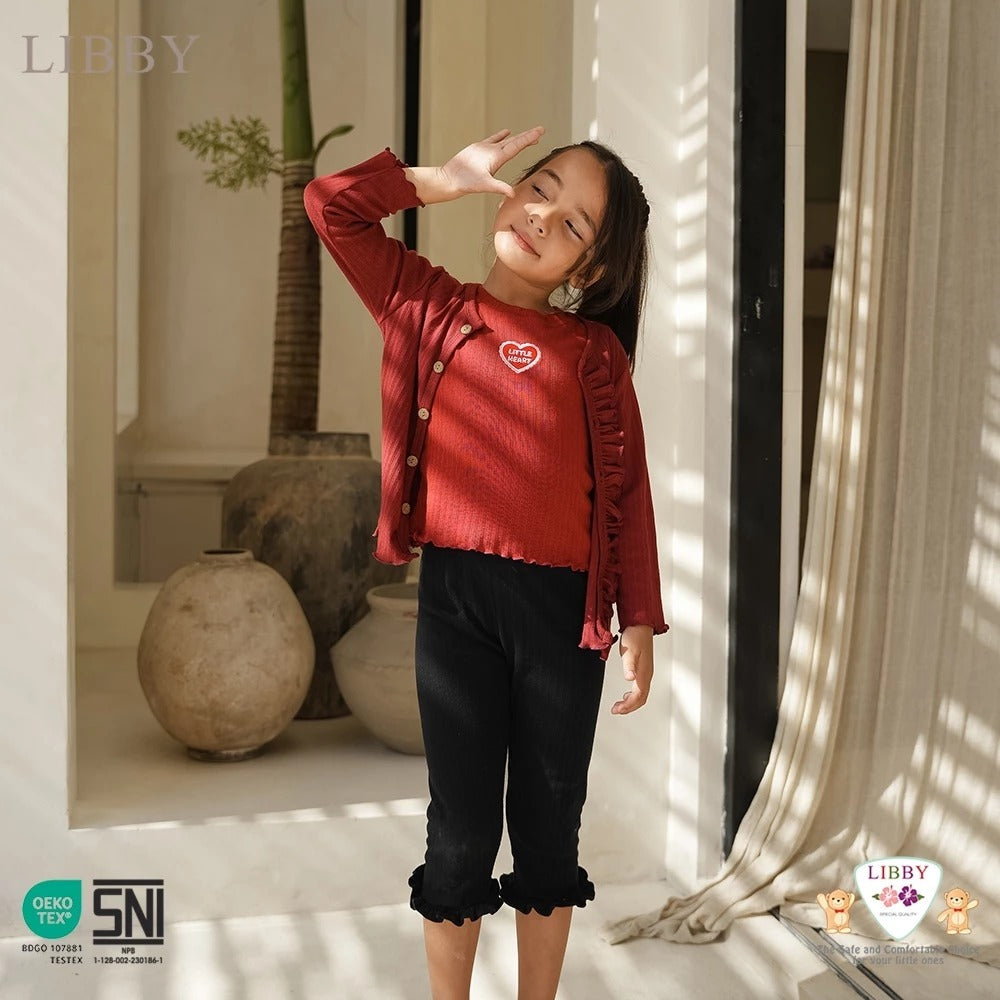 Libby Cardigan Ruffle 9 Bulan - 10 Tahun Cardigan Rib Ruffle Anak Perempuan