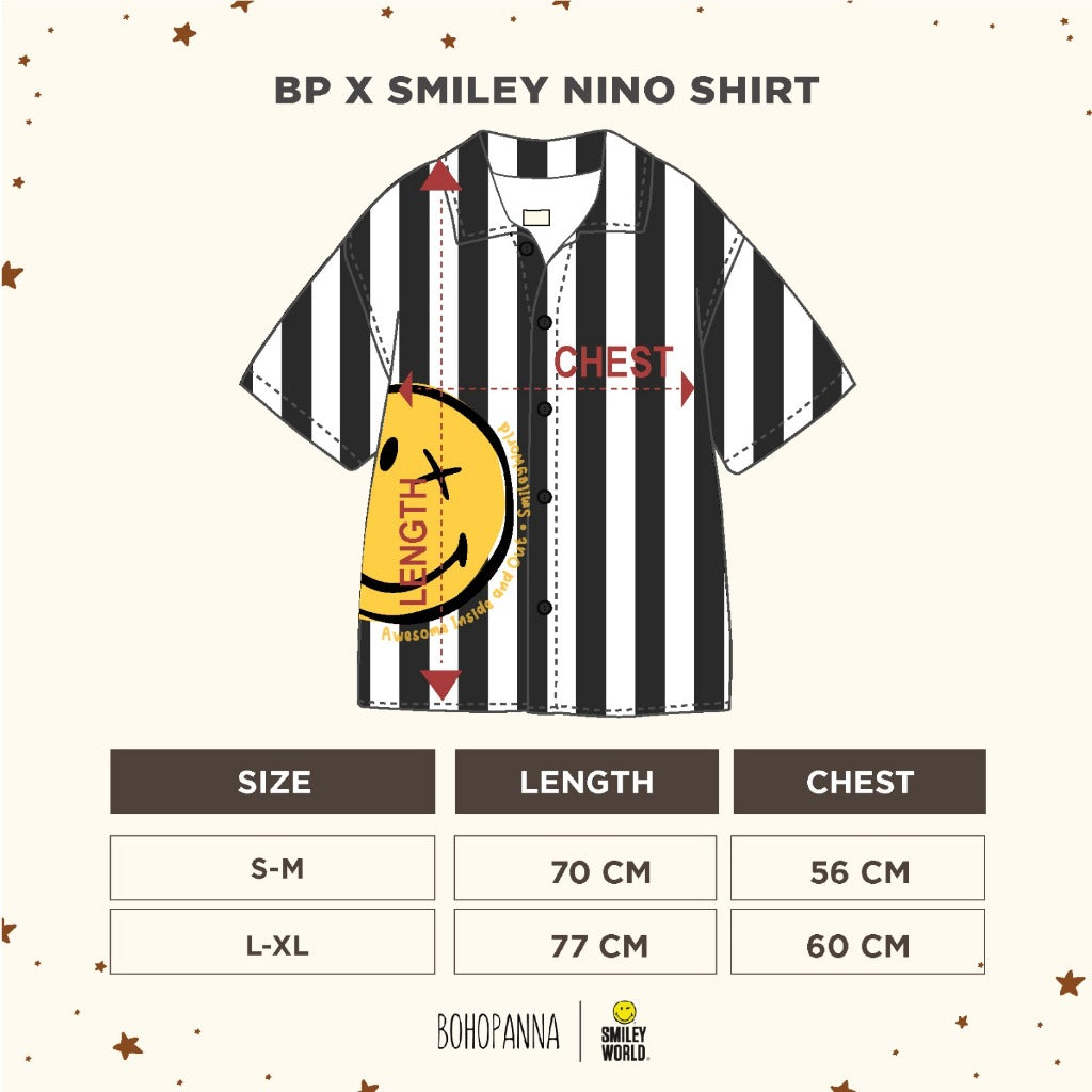 Bohopanna 1-14 Tahun & Adult Nino Shirt Smiley World Family Series/ Kemeja Pantai Bisa kembaran Orang Tua dan Anak