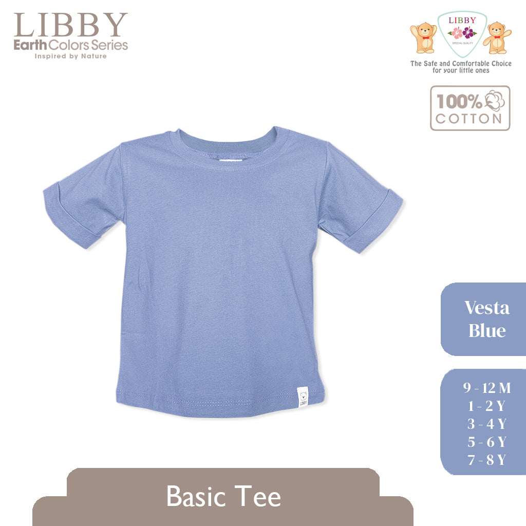 LIBBY Earth Kaos Atasan Polos Katun Anak Unisex 9 Bulan - 12 Tahun Basic Tee Seri 2 (1PCS)-Kaos Anak Laki-laki & Perempuan