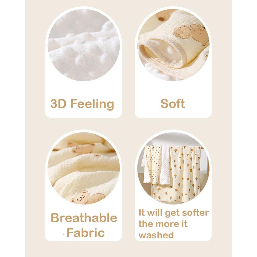 Selimut Bayi Bamboo Bubble 100x110cm / Selimut Bayi Korea Minky Stitches Cotton Dot Muslin Jepang Bamboo / Newborn Infant Baby Cotton Muslin Blanket Baby
