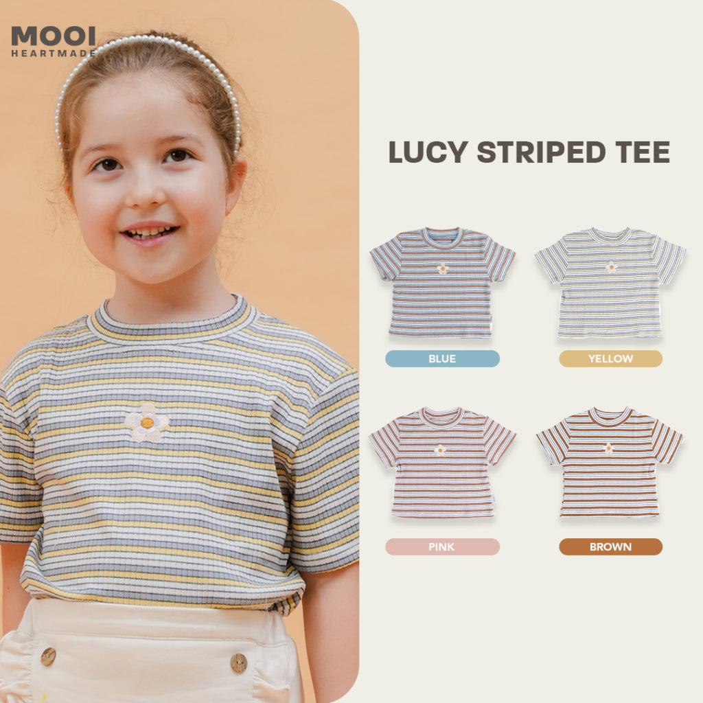 Mooi Lucy Top 1-10 Tahun Stripe Tee Reeb / DANIELE  Atasan Rib Salur Fashion Anak Perempuan