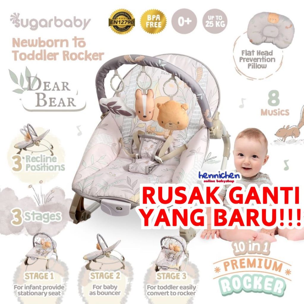10in1 Sugar Baby / Mastela PREMIUM Bouncer Bayi Premium Rocker dgn Extra Large Seat