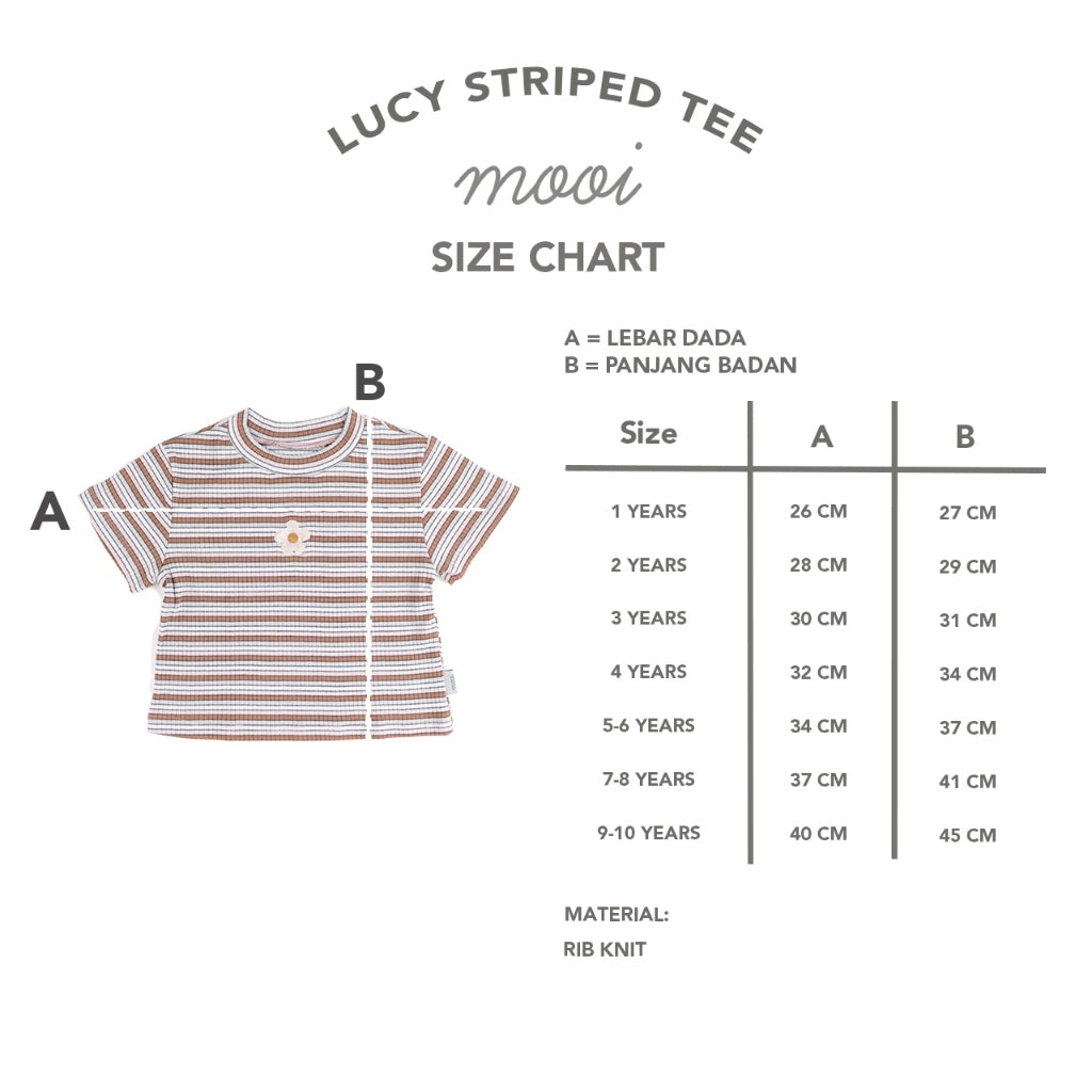 Mooi Lucy Top 1-10 Tahun Stripe Tee Reeb / DANIELE  Atasan Rib Salur Fashion Anak Perempuan