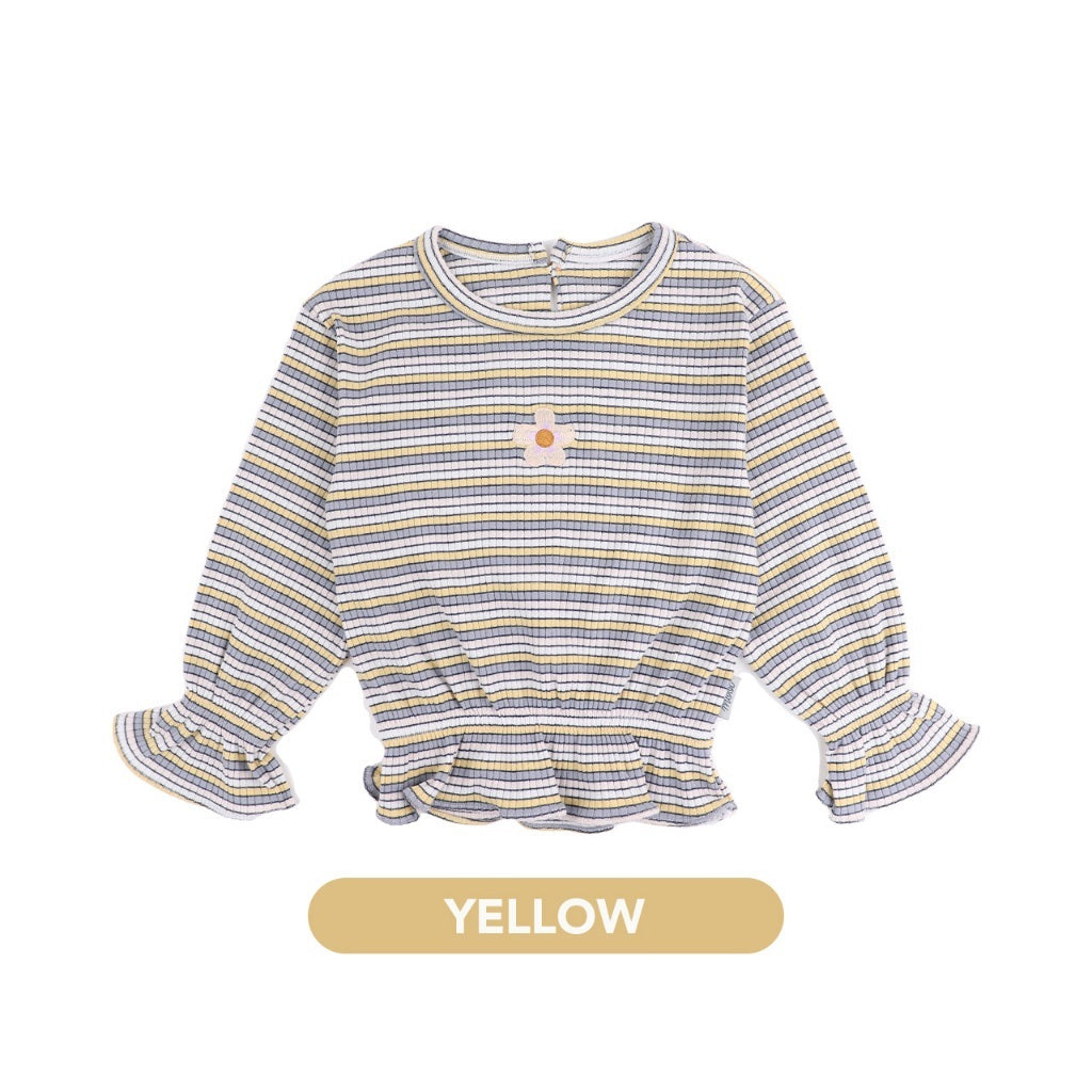 Mooi Lucy Top 1-10 Tahun Stripe Tee Reeb / DANIELE  Atasan Rib Salur Fashion Anak Perempuan