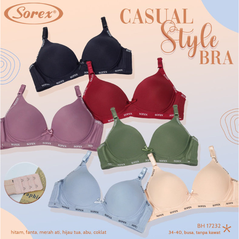Sorex Bra 34-40 Dengan Busa Tanpa Kawat Kait 2 Setara Cup B BH 17232 17228