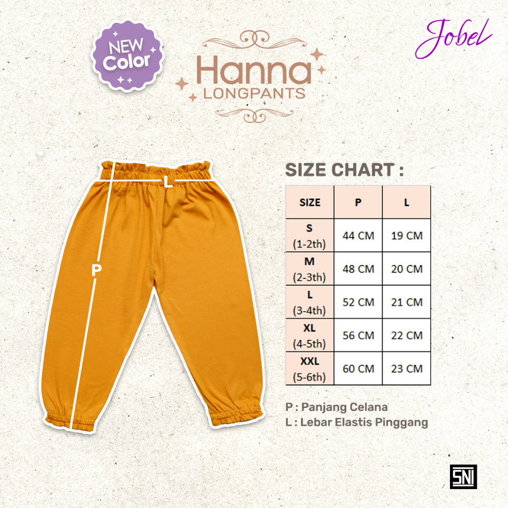 Jobel Hanna Longpants 1-6 Tahun Celana Panjang Adem Fashion Anak Perempuan