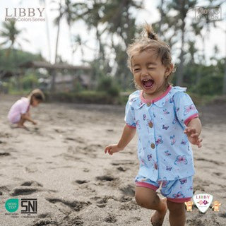 Libby Rocco Girl 0-4 Tahun Setelan Piyama Pendek Panjang Anak Perempuan / Collar Set Girl
