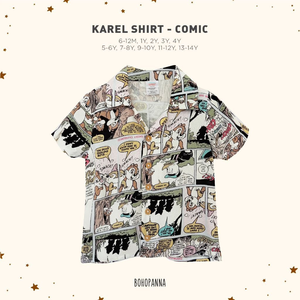 Bohopanna 0-14 Tahun Kemeja Pendek & Karel Shirt Kemeja Motif Summer / Kemeja Kasual Anak / Short Sleeve Shirt Nino