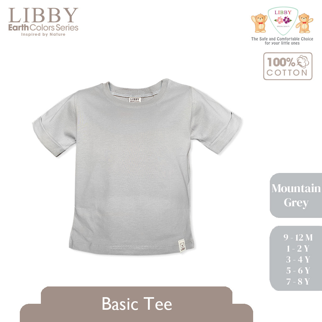 LIBBY Earth Kaos Atasan Polos Katun Anak Unisex 9 Bulan - 12 Tahun Basic Tee Seri 2 (1PCS)-Kaos Anak Laki-laki & Perempuan