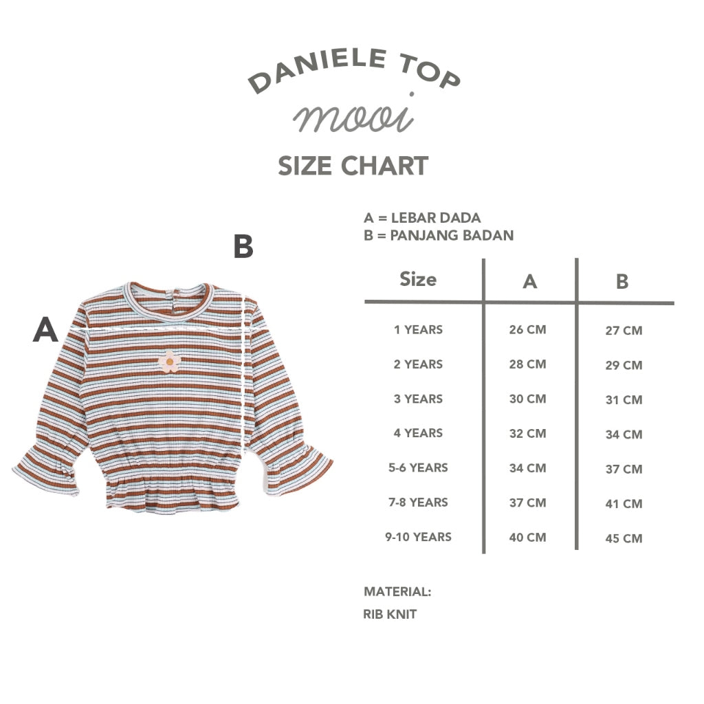 Mooi Lucy Top 1-10 Tahun Stripe Tee Reeb / DANIELE  Atasan Rib Salur Fashion Anak Perempuan