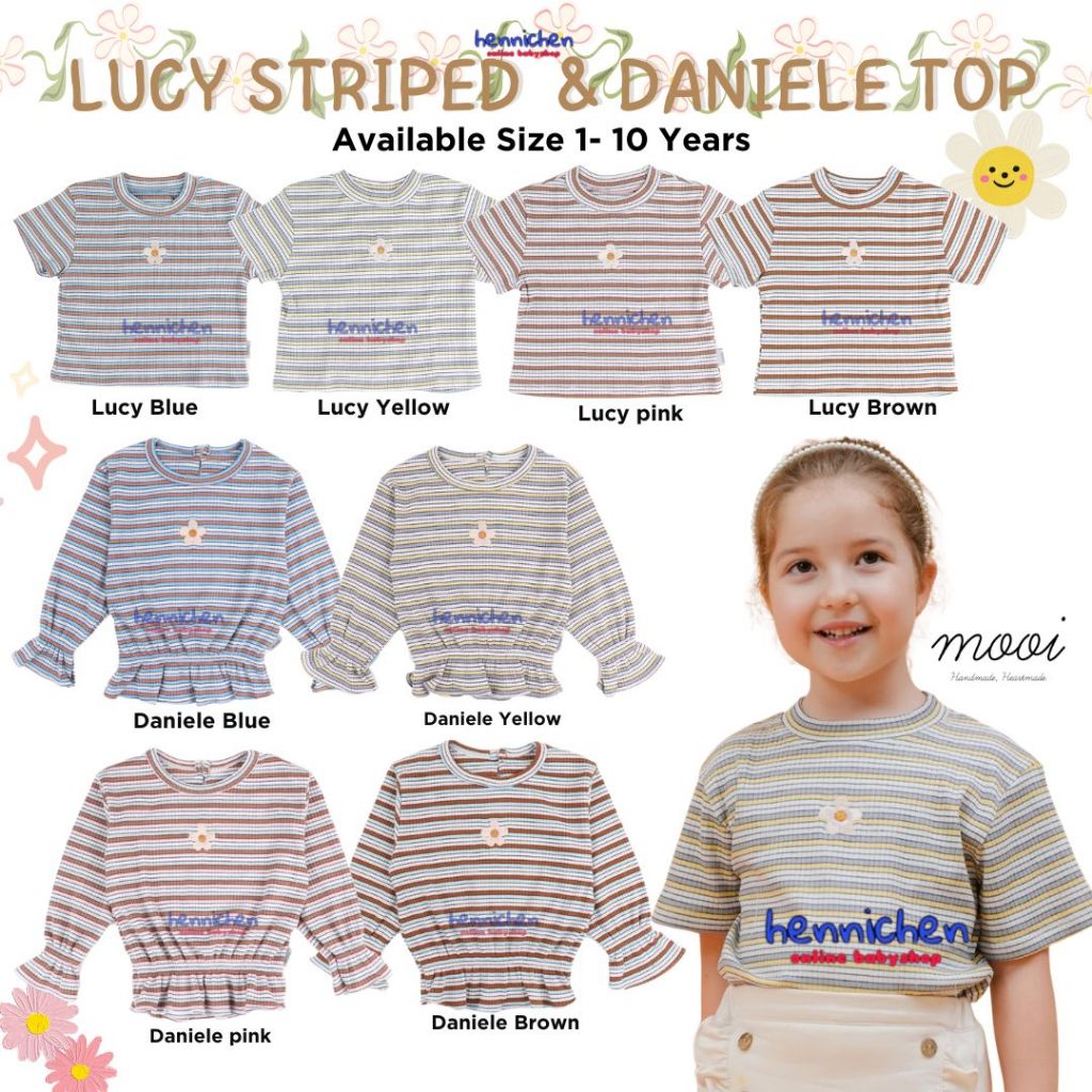 Mooi Lucy Top 1-10 Tahun Stripe Tee Reeb / DANIELE  Atasan Rib Salur Fashion Anak Perempuan