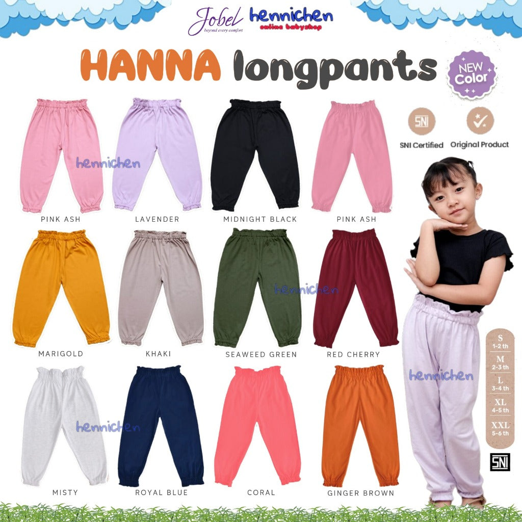 Jobel Hanna Longpants 1-6 Tahun Celana Panjang Adem Fashion Anak Perempuan