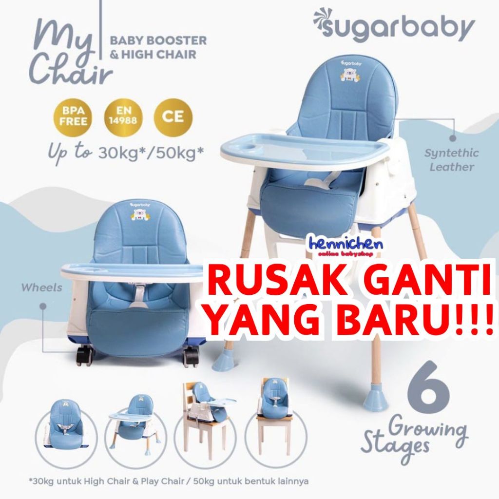 BISA GRAB / GOJEK Sugar Baby My Chair / Sit On Me / Fun Chair / 4in1 Sit On Me / Klassic Chair (Baby Booster & High Chair) : 6 Growing Stages