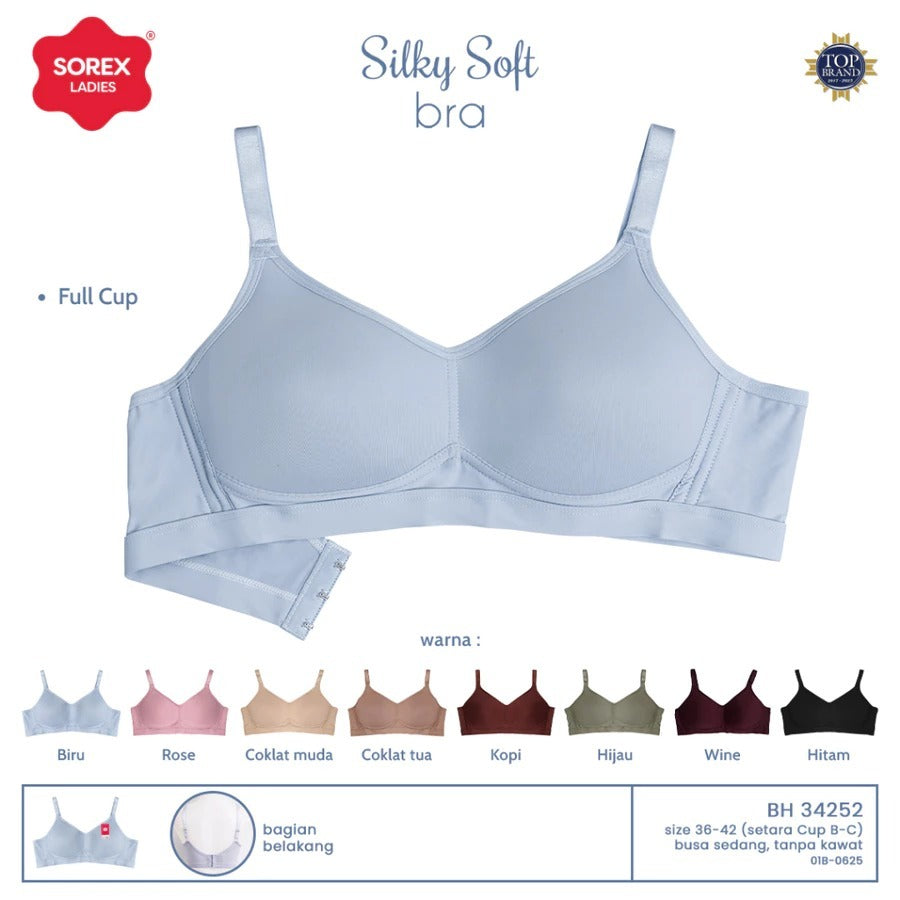 Sorex Silky Soft Bra Busa Sedang Tanpa Kawat Kait 3 Setara Full Cup B-C Harian BH 34252