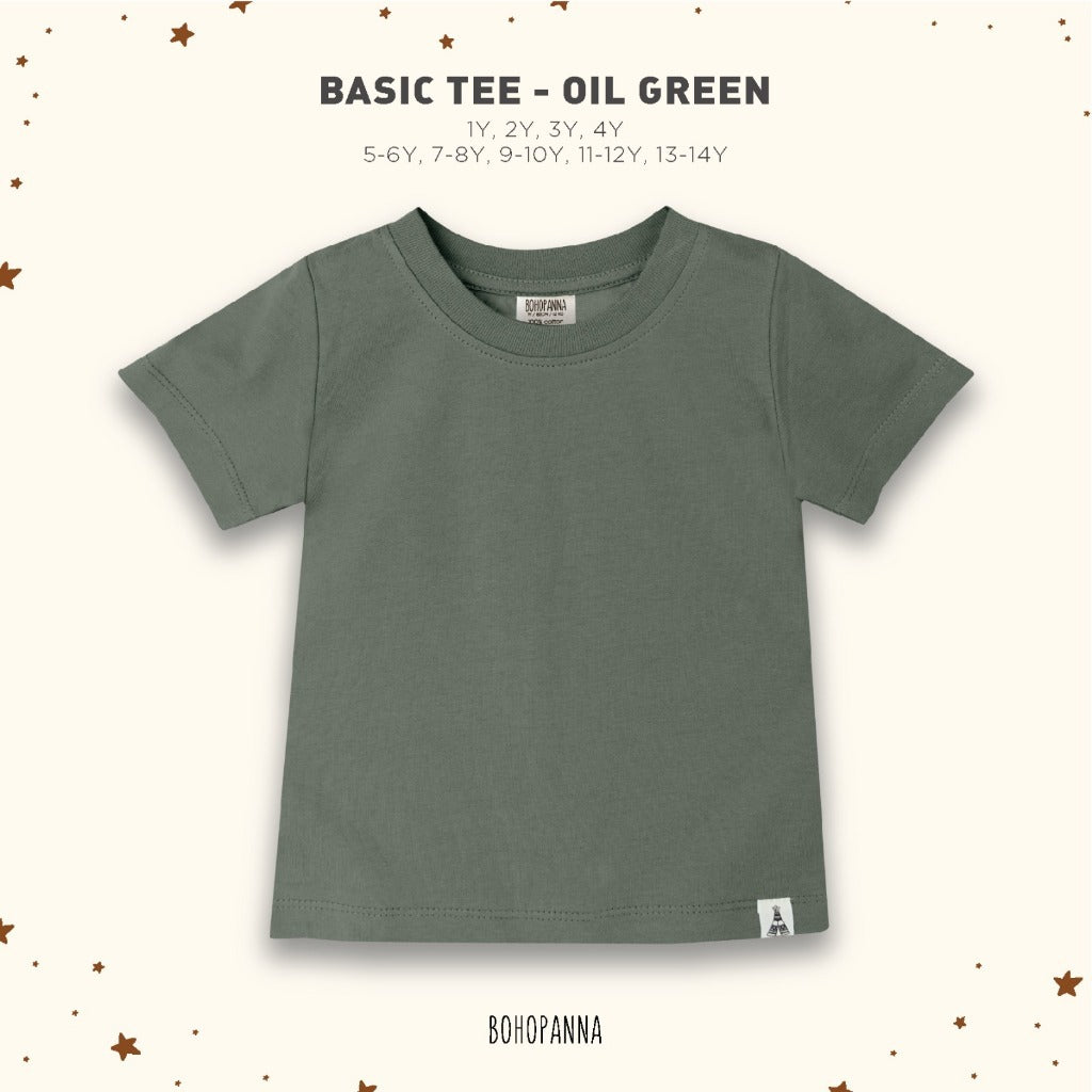 Bohopanna Basic Tee 1-14 Tahun Tshirt Polos / Kaos Warna Basic Anak Unisex Part 1
