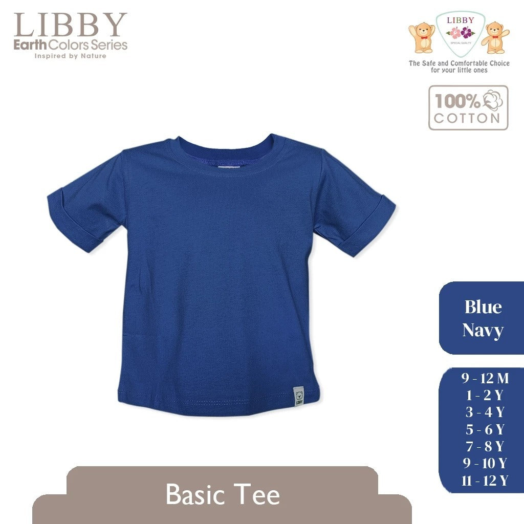 LIBBY Earth Kaos Atasan Polos Katun Anak Unisex 9 Bulan - 12 Tahun Basic Tee Seri 2 (1PCS)-Kaos Anak Laki-laki & Perempuan