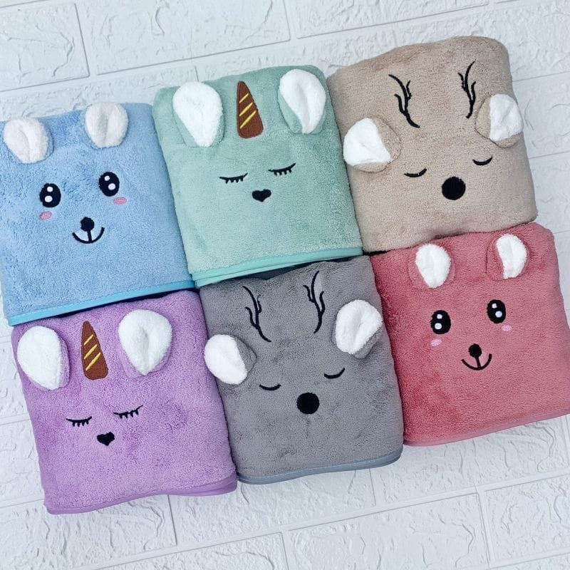 Handuk Mandi Animal 3D  / Kuping Timbul Anak Microfiber 50x100cm Handuk Dewasa Handuk Bayi Lembut Impor