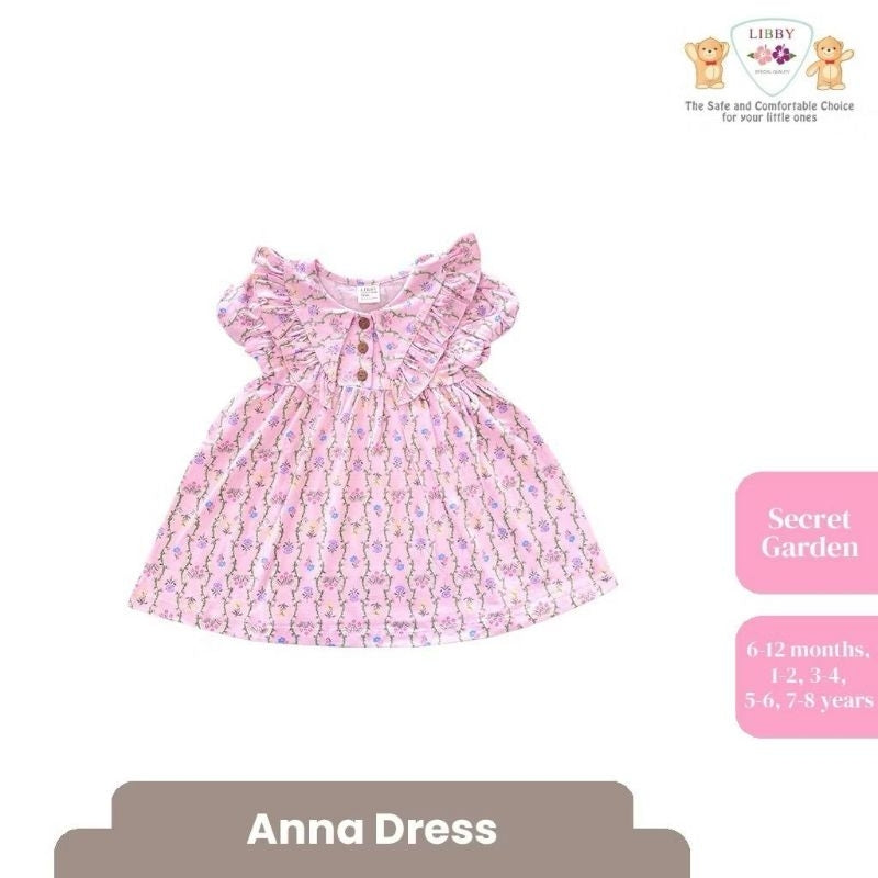 Libby 6 Bulan - 8 Tahun Emily / Jolie / Anna Dress Collar Puffy Dress / Dress Bunga Anak Perempuan Earth Series