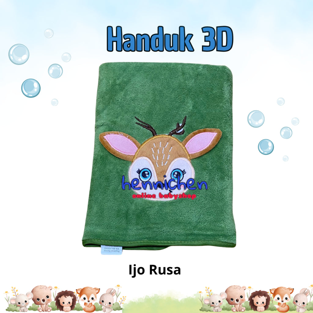 Handuk Mandi Animal 3D  / Kuping Timbul Anak Microfiber 50x100cm Handuk Dewasa Handuk Bayi Lembut Impor