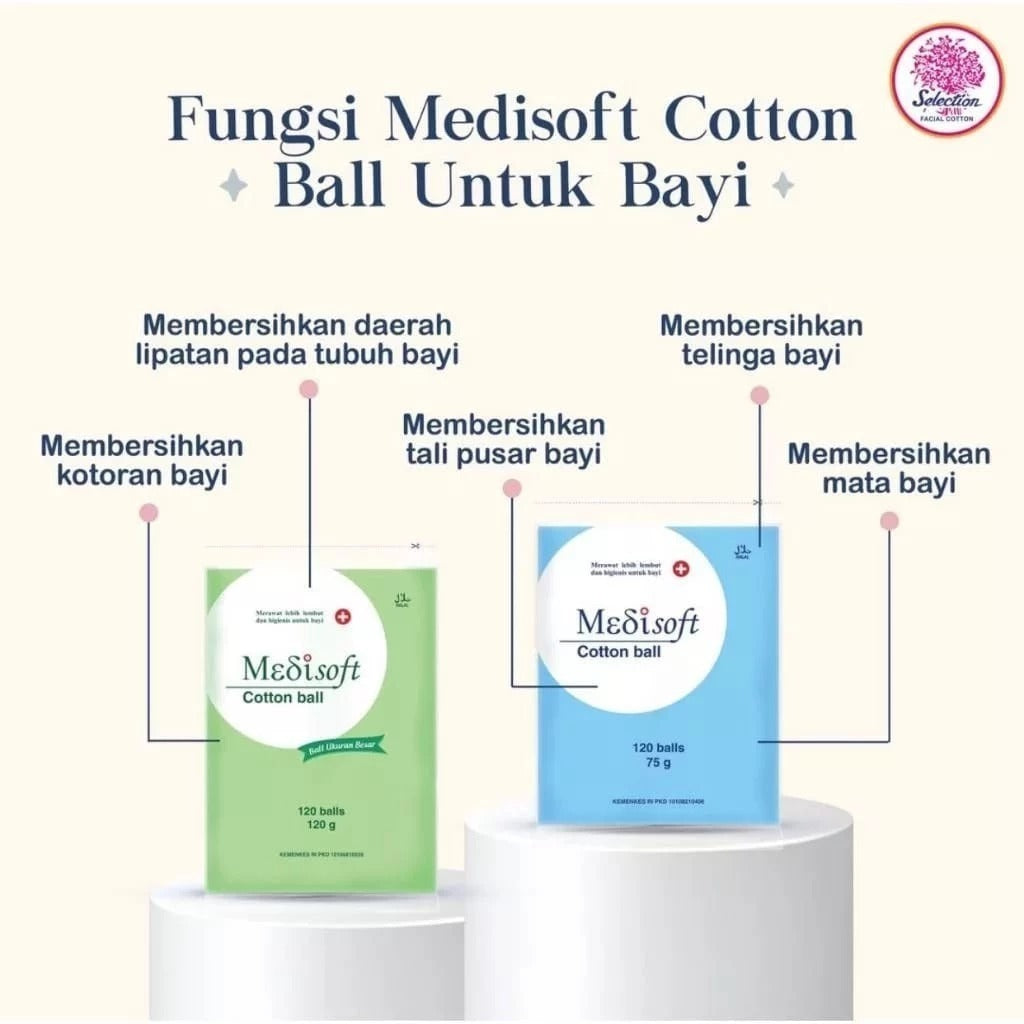 Kapas Medisoft Cotton Ball 120 balls Kapas Bola Bayi